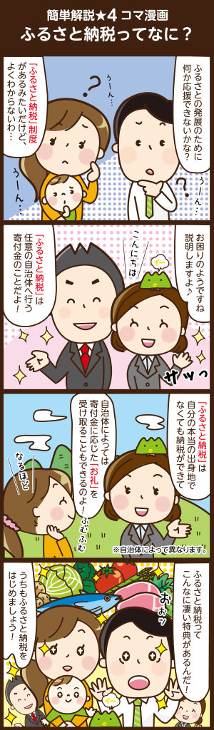 簡単解説　4コマ漫画　ふるさと納税ってなに？